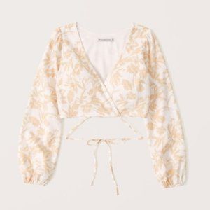 Abercrombie & Fitch Women's Long-Sleeve Linen-Blend Wrap Top - BNWT!